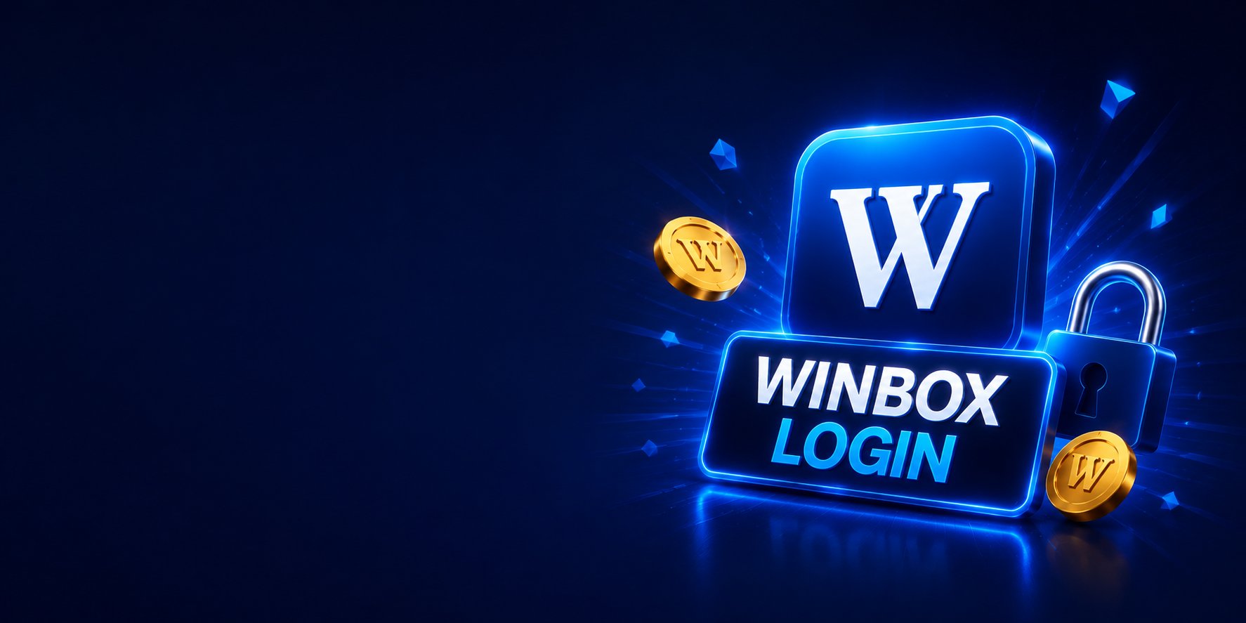 WINBOX login — secure padlock and coin icons